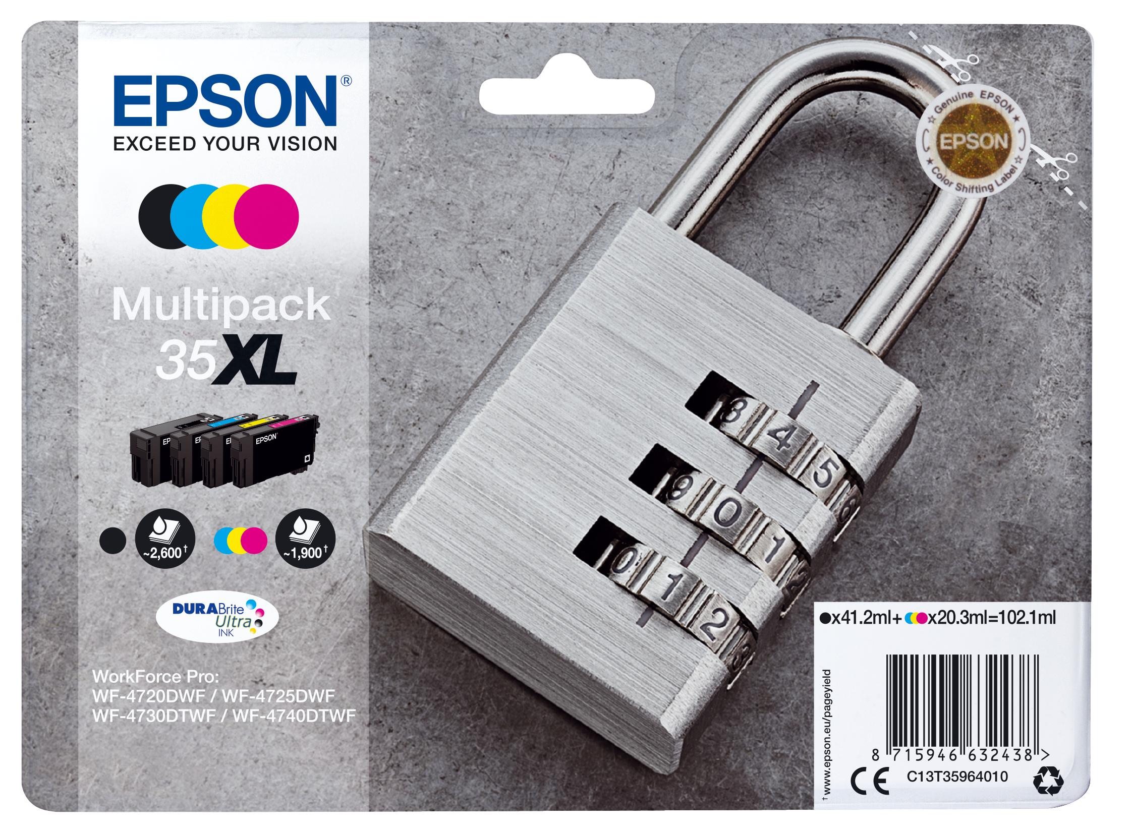 Комплект 4 глави за Epson WorkForce Pro WF-4720 Series - Ink - /35XL/ / C13T35964010 - BK/C/M/Y - XL - Multipack - PN C13T35964010 | JAR Computers Комплект 4 глави за Epson WorkForce Pro WF-4720 Series - Ink - /35XL/ / C13T35964010 - BK/C/M/Y - XL - Multipack - PN C13T35964010
