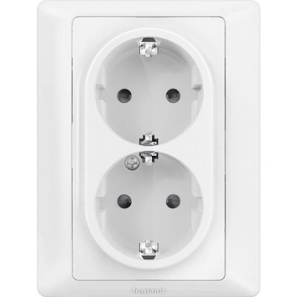 Контакт шуко двоен 2P+E Бял - Legrand Valena 774400 | JAR Computers Контакт шуко двоен 2P+E Бял - Legrand Valena 774400