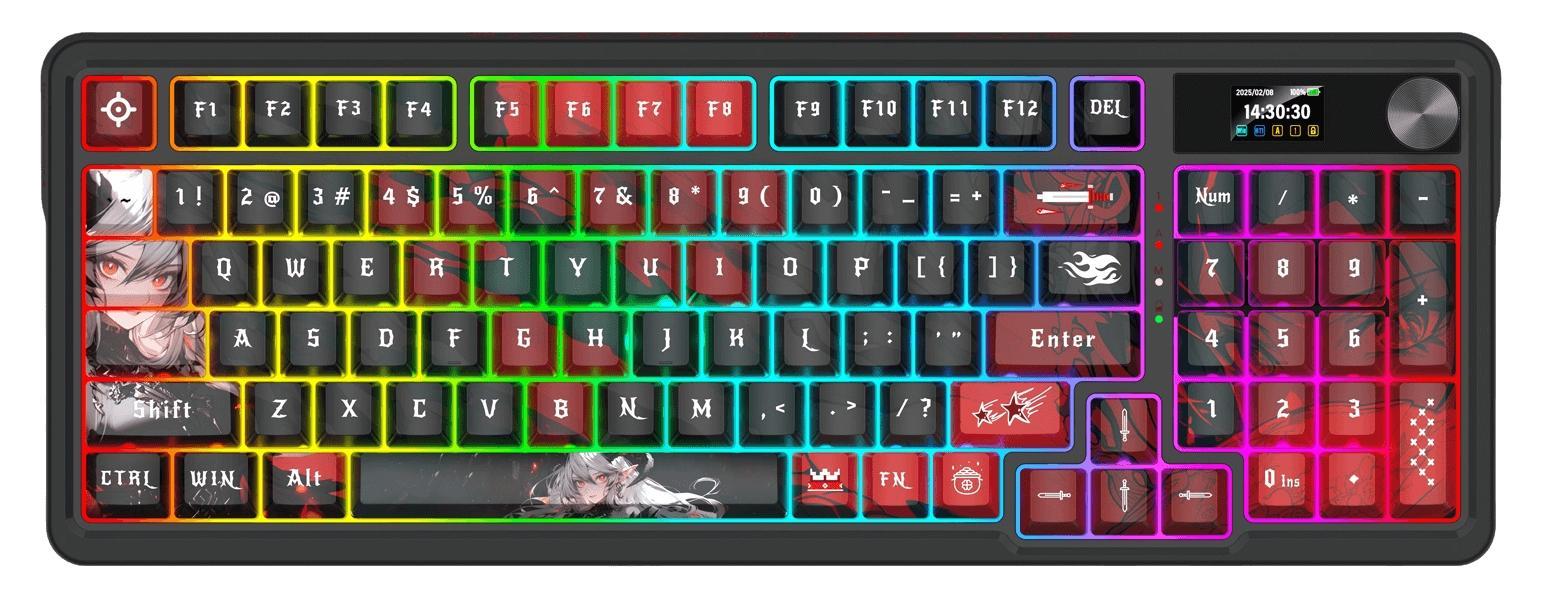 Механична клавиатура Redragon - Artemis Pro Anime AK K719AK-RGB-PRO, безжична, Redragon Yellow, RGB, черна | JAR Computers Механична клавиатура Redragon - Artemis Pro Anime AK K719AK-RGB-PRO, безжична, Redragon Yellow, RGB, черна