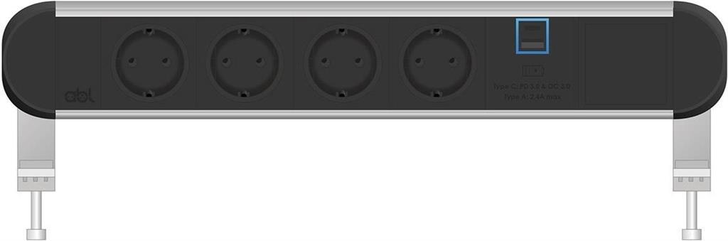 Модул Chroma 6M с 4х Шуко, USB тип A+C Power Delivery 65W и 1х празен модул, цвят Черен/Алуминий, ABL | JAR Computers Модул Chroma 6M с 4х Шуко, USB тип A+C Power Delivery 65W и 1х празен модул, цвят Черен/Алуминий, ABL