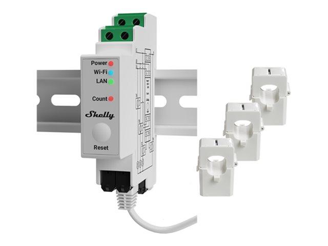 SHELLY Pro 3EM 120A V2 Ethernet WiFi Bluetooth DIN Rail 3-Phase Energy Meter | JAR Computers SHELLY Pro 3EM 120A V2 Ethernet WiFi Bluetooth DIN Rail 3-Phase Energy Meter