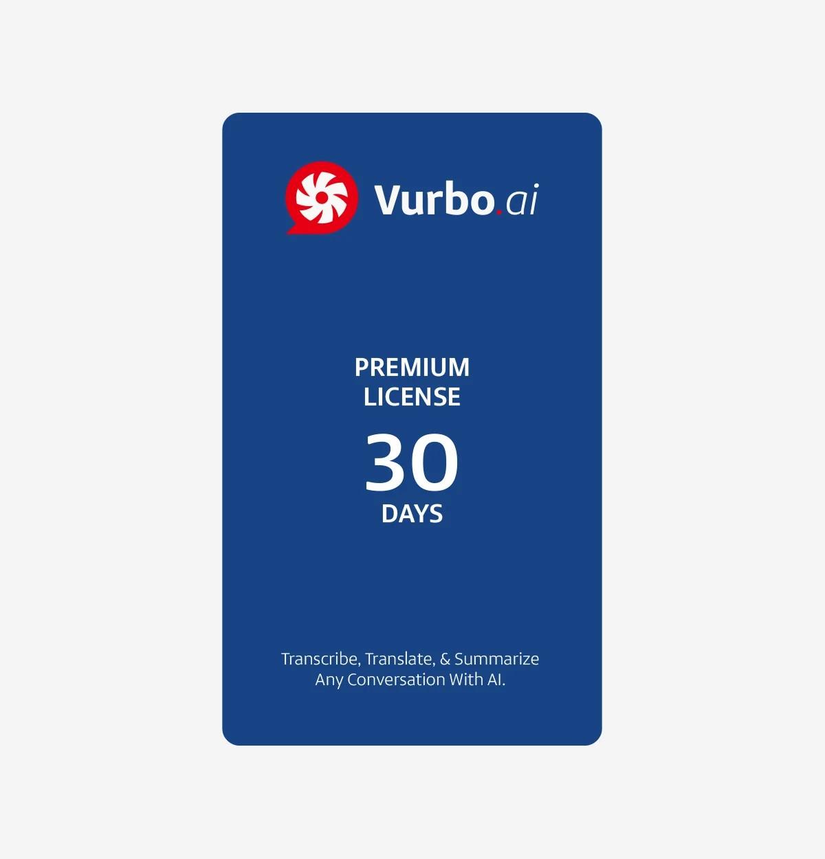 Vurbo.ai Premium софтуер за транскрибиране, плаващи субтитри и двупосочен превод реално време, неограничено ползване – цифров лиценз за 30 дни | JAR Computers Vurbo.ai Premium софтуер за транскрибиране, плаващи субтитри и двупосочен превод реално време, неограничено ползване – цифров лиценз за 30 дни