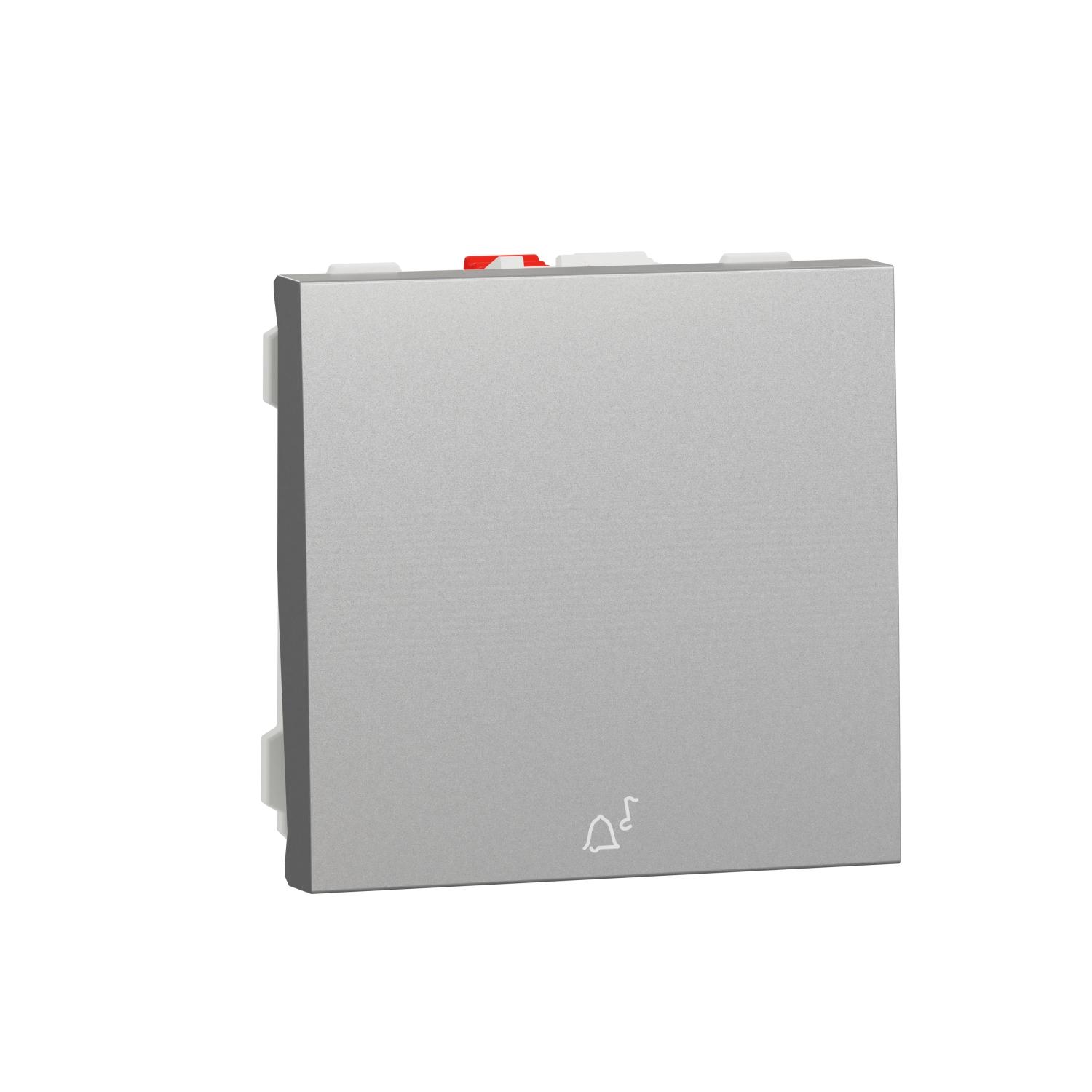 Еднополюсен бутон със символ "звънец" 10A, 2M, алуминий - SCHNEIDER ELECTRIC New Unica NU320630C | JAR Computers Еднополюсен бутон със символ "звънец" 10A, 2M, алуминий - SCHNEIDER ELECTRIC New Unica NU320630C