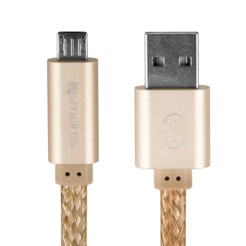 Качествен microUSB кабел за мобилни устройства (1м) - 4Smarts GleamCord Micro-USB Data Cable (златист) | JAR Computers Качествен microUSB кабел за мобилни устройства (1м) - 4Smarts GleamCord Micro-USB Data Cable (златист)