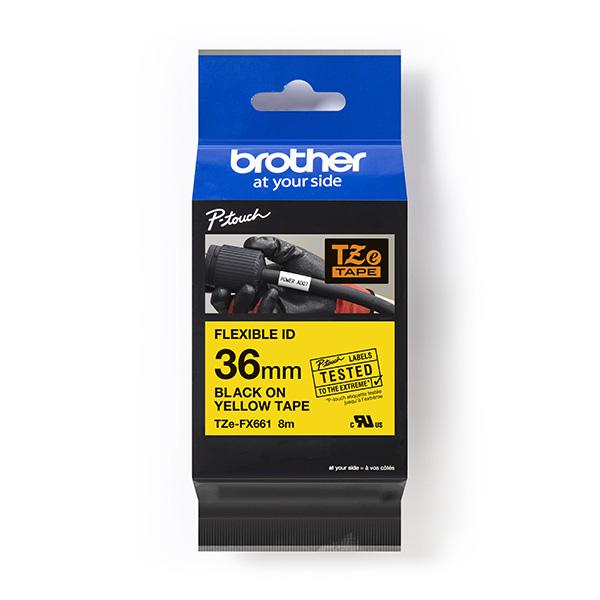 ЛЕНТА ЗА ЕТИКЕТНИ ПРИНТЕРИ BROTHER ТИП TZE FLEXI - 36 mm x 8 m - BLACK ON YELLOW FLEXIBLE ID - PN TZEFX661 (TZE-FX661) | JAR Computers ЛЕНТА ЗА ЕТИКЕТНИ ПРИНТЕРИ BROTHER ТИП TZE FLEXI - 36 mm x 8 m - BLACK ON YELLOW FLEXIBLE ID - PN TZEFX661 (TZE-FX661)