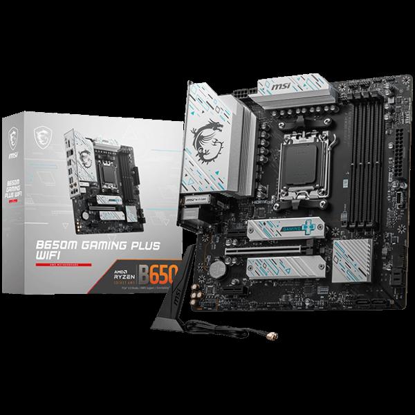 MSI B650M GAMING PLUS WIFI, mATX, AMD Ryzen Dual Channel DDR5 7200+(OC)MHz, 1x PCIe x16 slot - B650M_GAMING_PLUS_WIFI | JAR Computers MSI B650M GAMING PLUS WIFI, mATX, AMD Ryzen Dual Channel DDR5 7200+(OC)MHz, 1x PCIe x16 slot - B650M_GAMING_PLUS_WIFI
