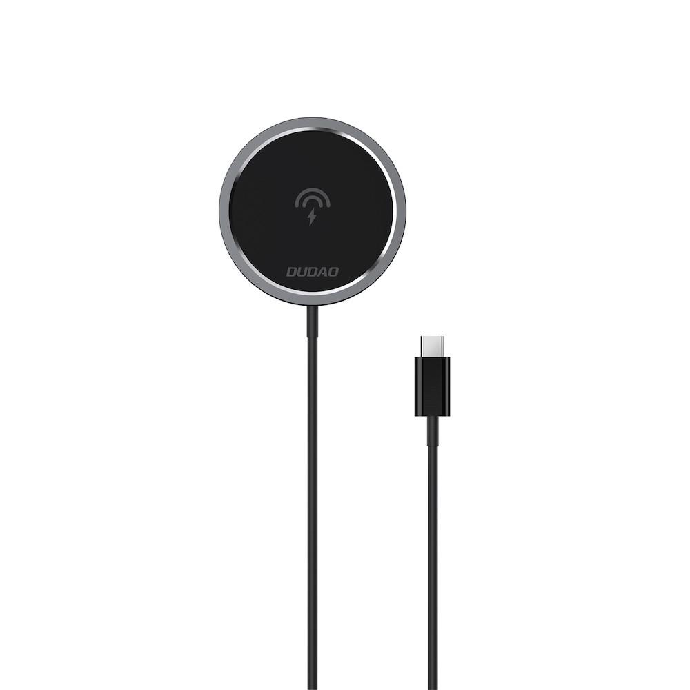Поставка (пад) за безжично зареждане за iPhone с Magsafe - Dudao USB-C Magnetic Wireless Qi Charger 15W (черен) | JAR Computers Поставка (пад) за безжично зареждане за iPhone с Magsafe - Dudao USB-C Magnetic Wireless Qi Charger 15W (черен)