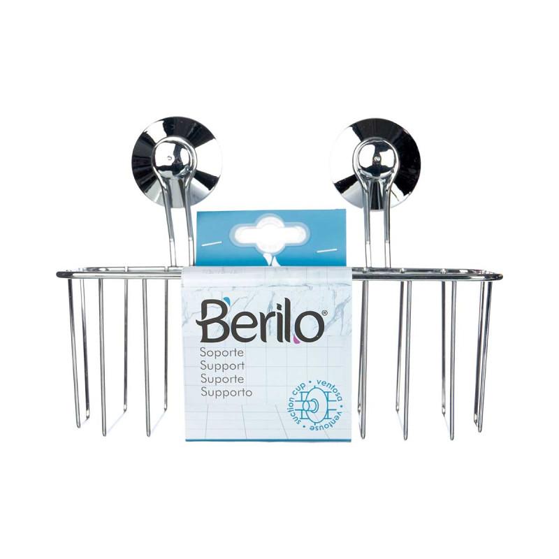 Поставка за баня Berilo, стенна, правоъгълна, метална, с вакуум, сребриста | JAR Computers Поставка за баня Berilo, стенна, правоъгълна, метална, с вакуум, сребриста