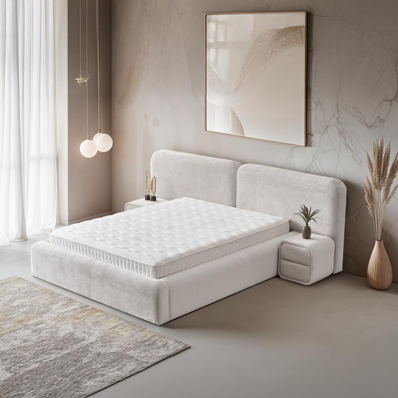 Тапицирана спалня с матрак MYKONOS 160 х 200 - перла SY | JAR Computers Тапицирана спалня с матрак MYKONOS 160 х 200 - перла SY