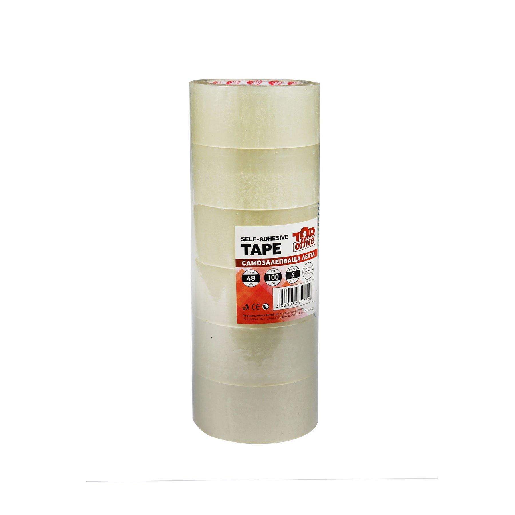 Top Office Тиксо, опаковъчно, 48 mm x 100 m, безцветно, 6 броя