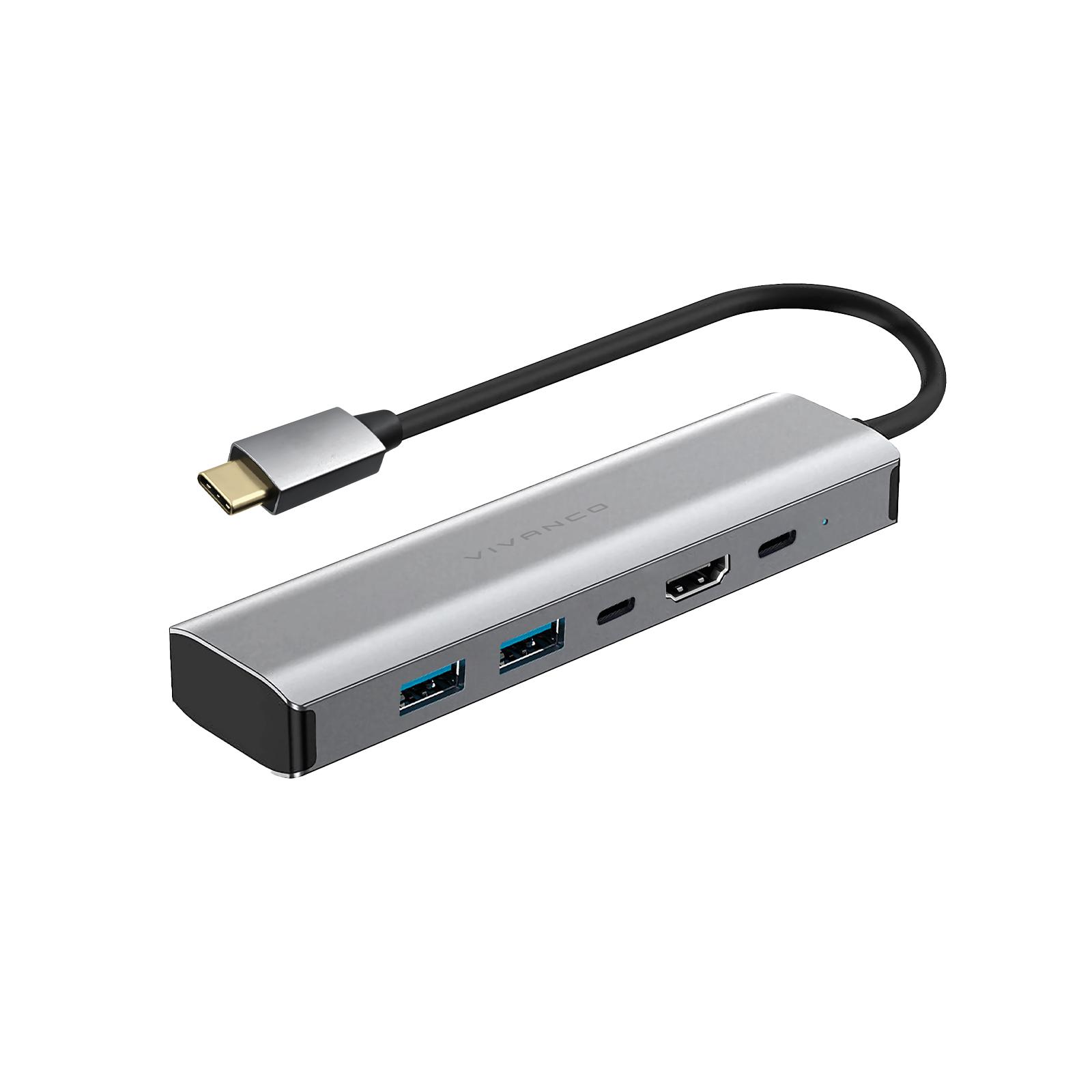 Алуминиев USB-C HUB 5в1, VIVANCO 23625, HDMI 4K 60Hz, USB-C PD100W, 2xUSB-A | JAR Computers Алуминиев USB-C HUB 5в1, VIVANCO 23625, HDMI 4K 60Hz, USB-C PD100W, 2xUSB-A