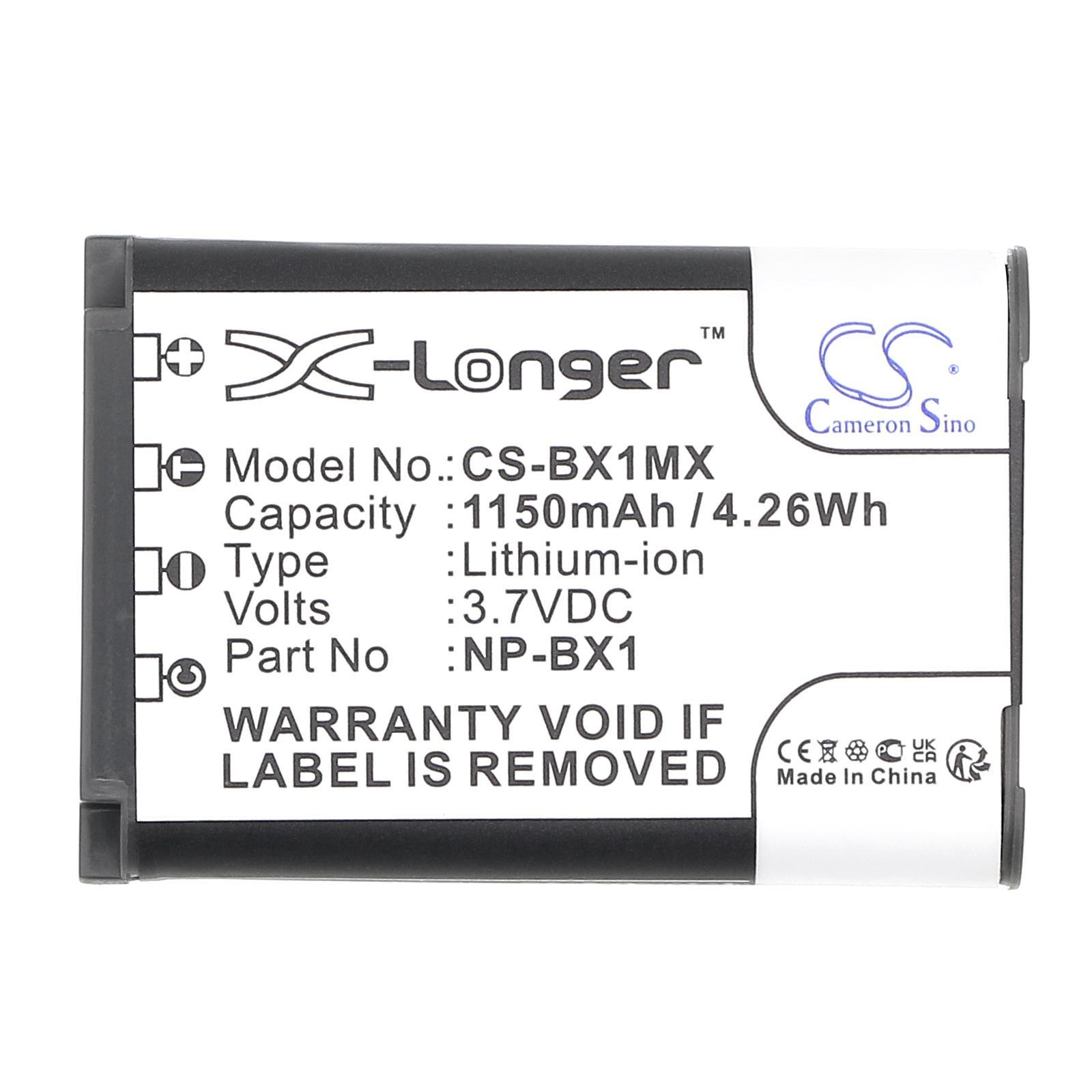 Батерия за фотоапарат SONY NP-BX1 LiIon 3.7V 1150mAh  Cameron Sino | JAR Computers Батерия за фотоапарат SONY NP-BX1 LiIon 3.7V 1150mAh  Cameron Sino