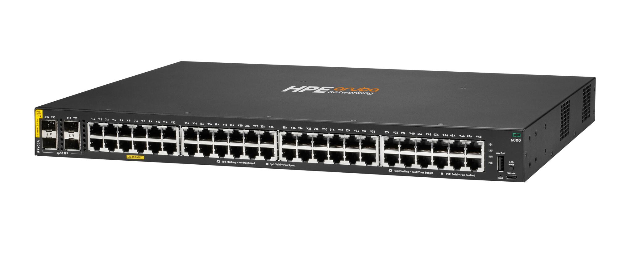 HPE Aruba Networking CX 6000 48G Class4 PoE 4SFP 740W Switch Захранване по Ethernet (PoE) | JAR Computers HPE Aruba Networking CX 6000 48G Class4 PoE 4SFP 740W Switch Захранване по Ethernet (PoE)