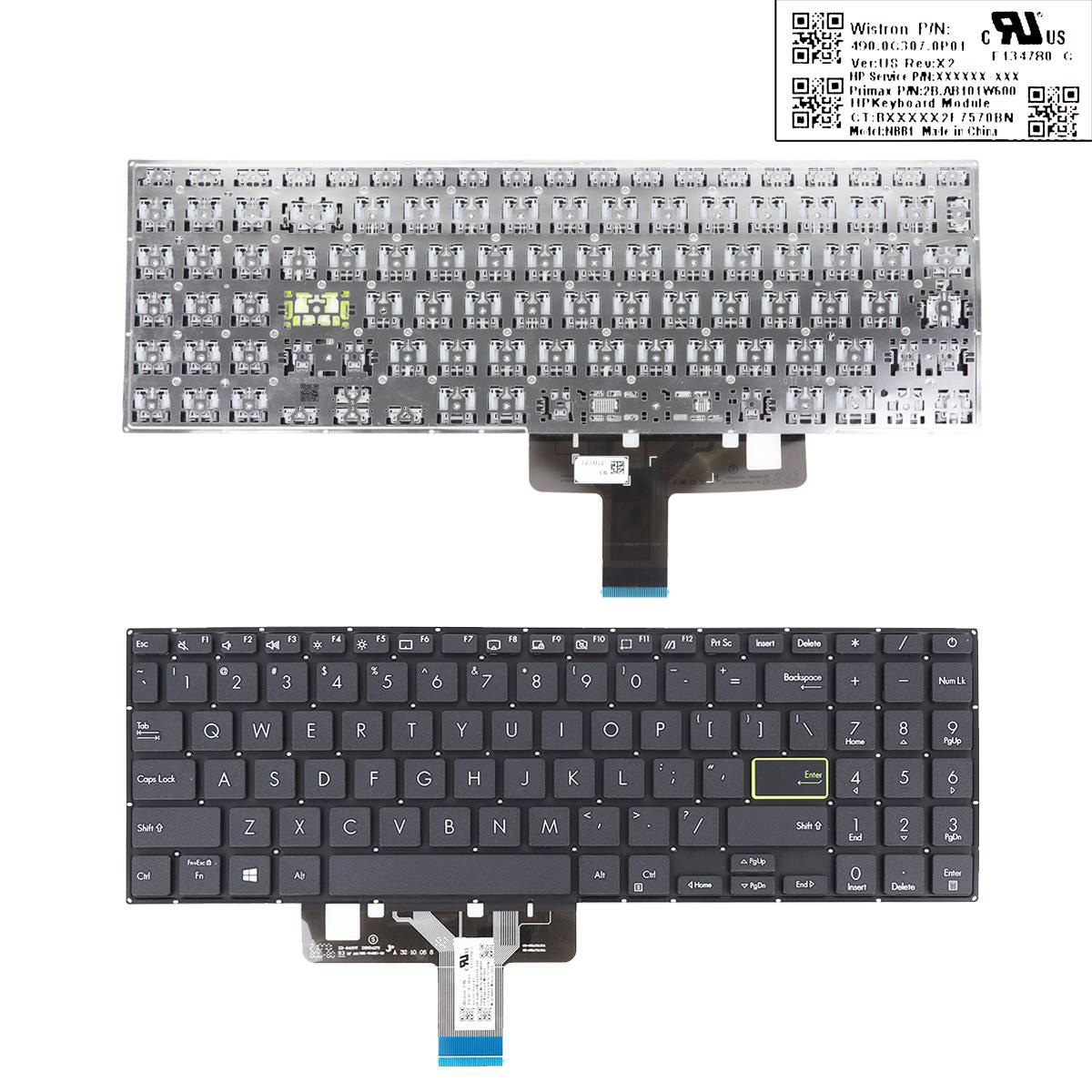 Клавиатура за лаптоп Asus X521FA X521FL X521EA X521EQ X521UA Black Without Frame / Черна Без Рамка С Малък Ентър US | JAR Computers Клавиатура за лаптоп Asus X521FA X521FL X521EA X521EQ X521UA Black Without Frame / Черна Без Рамка С Малък Ентър US