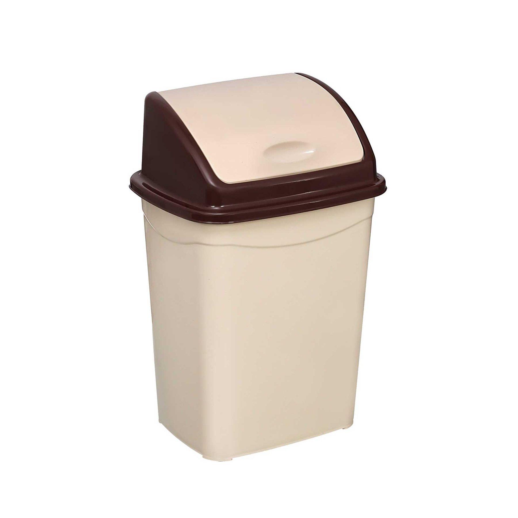 Кош за отпадъци Planet, с люлеещ капак, пластмасов, 26 L, бежово-кафяв | JAR Computers Кош за отпадъци Planet, с люлеещ капак, пластмасов, 26 L, бежово-кафяв