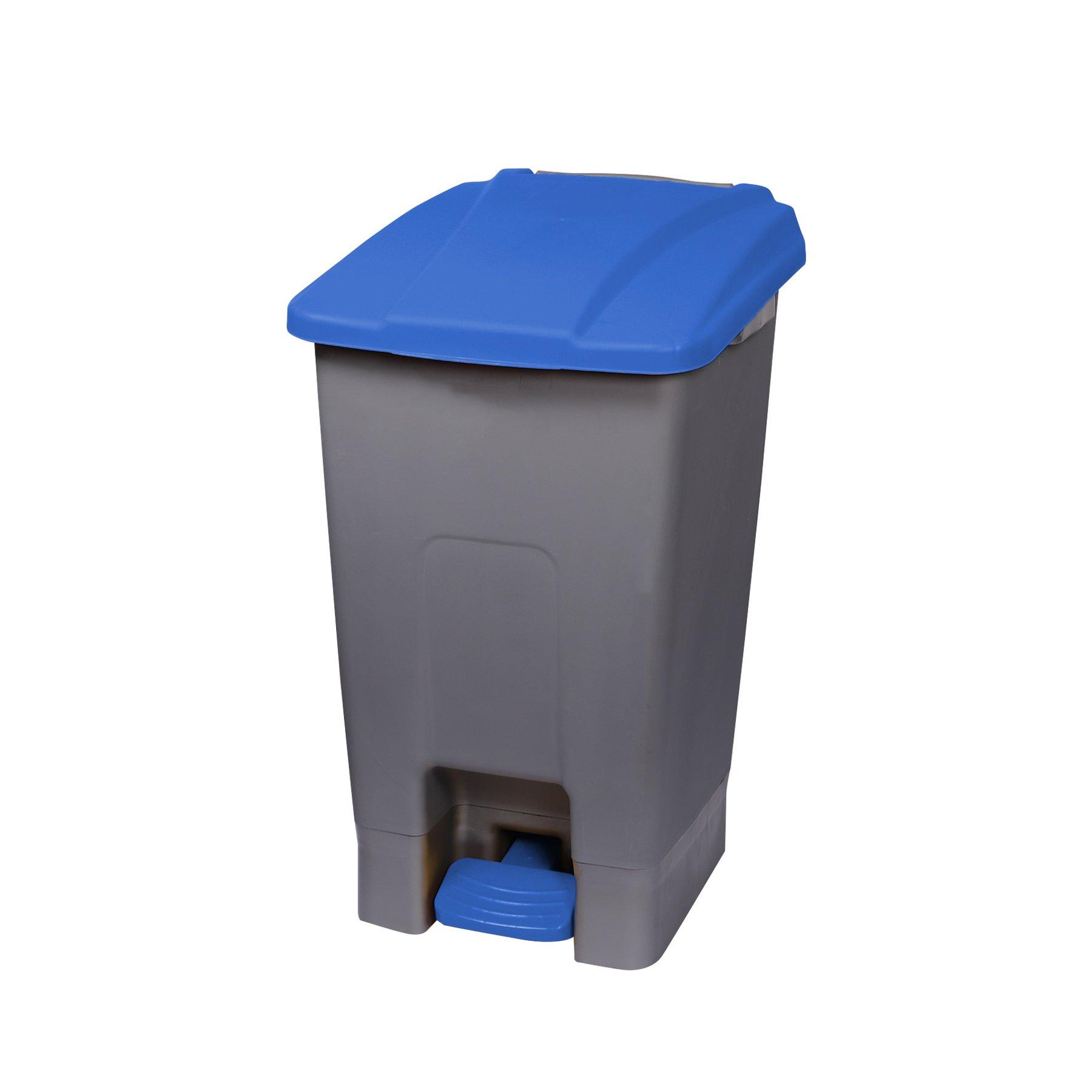 Кош за отпадъци Planet, за разделно събиране, с педал, пластмасов, 70 L, син