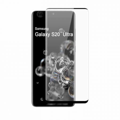 Обхващащо и ръбовете стъклено защитно покритие за дисплея на Samsung Galaxy S20 Ultra - Premium Full Cover Curved Tempered Glass (черен) | JAR Computers Обхващащо и ръбовете стъклено защитно покритие за дисплея на Samsung Galaxy S20 Ultra - Premium Full Cover Curved Tempered Glass (черен)
