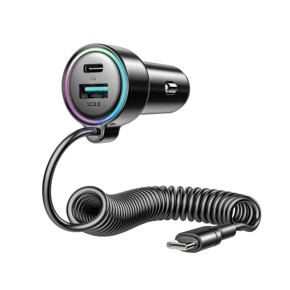 Зарядно за кола с вграден USB-C кабел и USB-A и USB-C изходи - Joyroom 3 in 1 Fast Car Charger With USB-C Cable 72W (черен) | JAR Computers Зарядно за кола с вграден USB-C кабел и USB-A и USB-C изходи - Joyroom 3 in 1 Fast Car Charger With USB-C Cable 72W (черен)