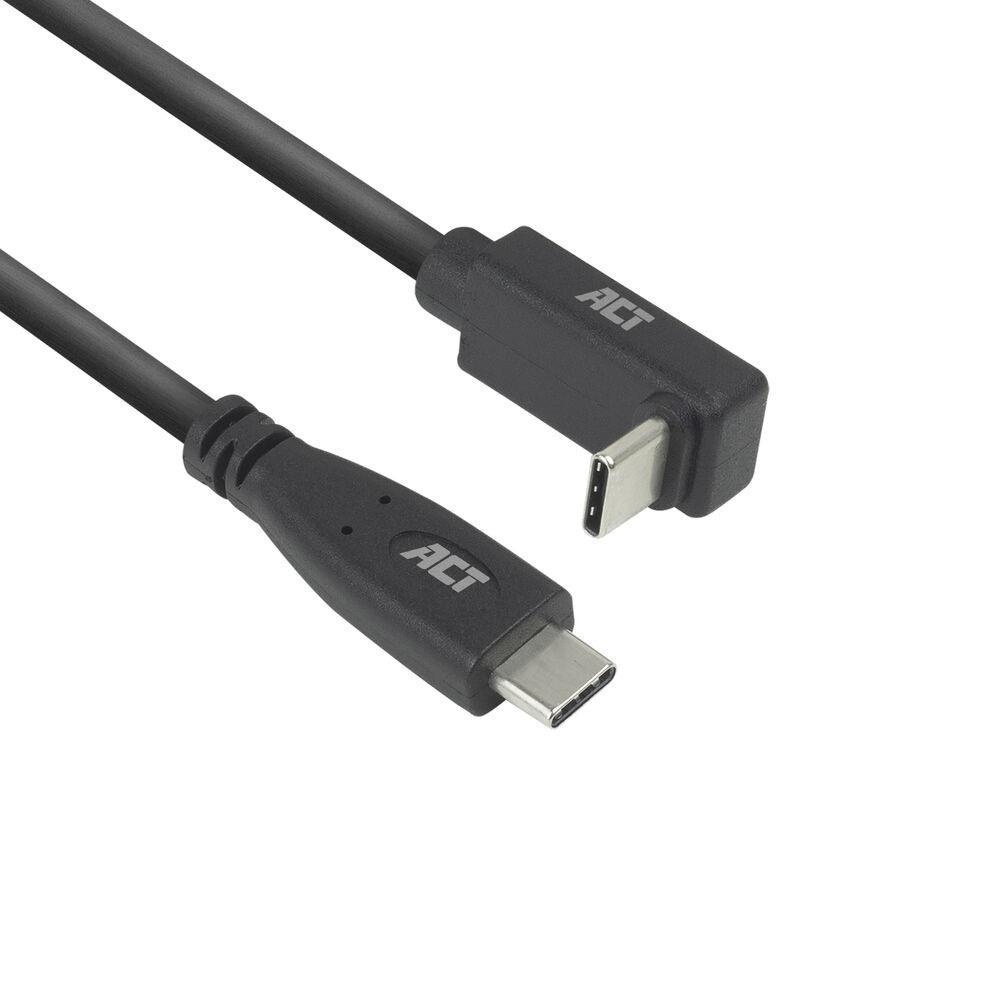 ACT Кабел USB-C - USB-C, 10Gbps, 60W, 1 м, конектори - 1 x прав и 1 x на 90&deg; up/down angled