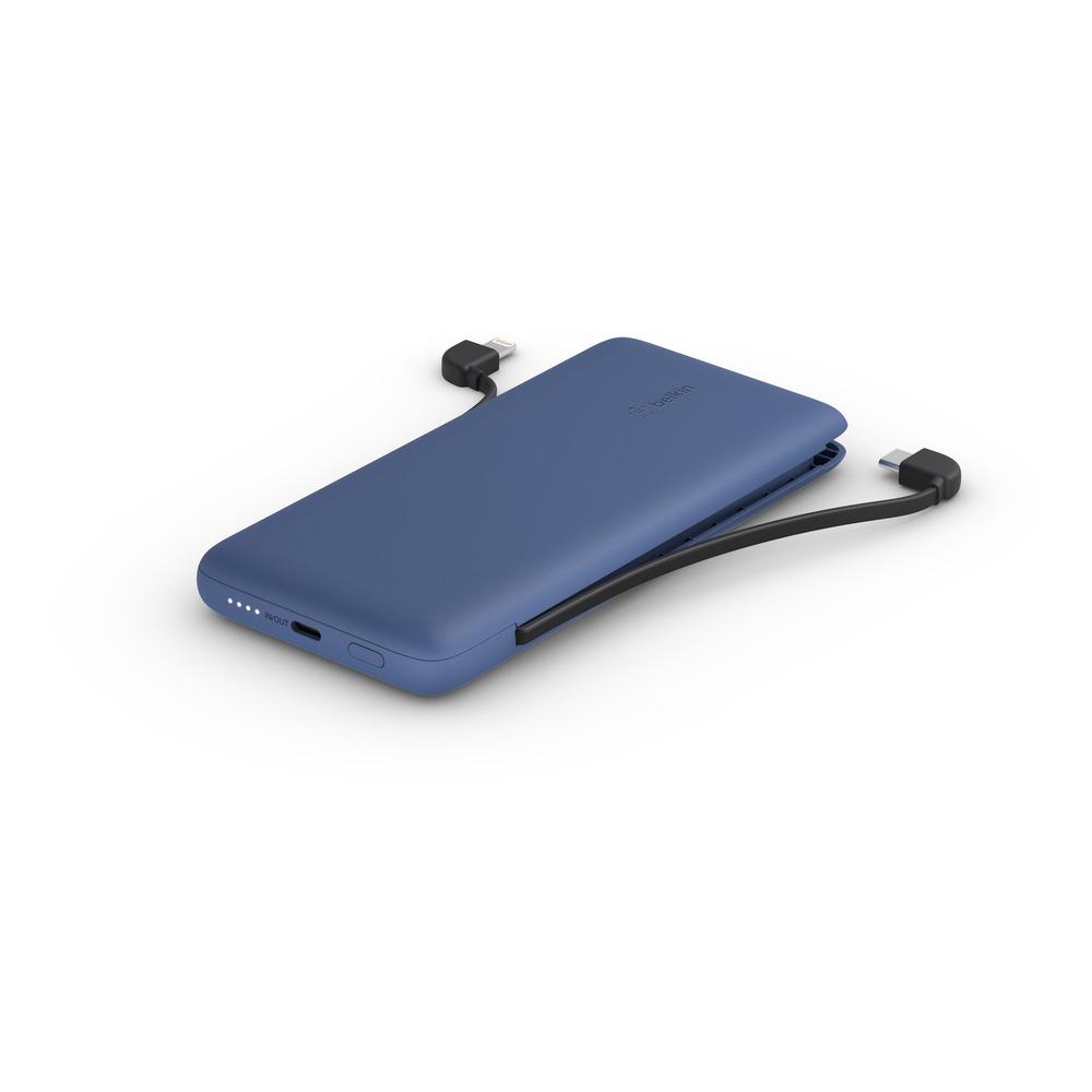 Belkin BOOST CHARGE Plus 10K USB-C Power Bank with Integrated Cables - Blue | JAR Computers Belkin BOOST CHARGE Plus 10K USB-C Power Bank with Integrated Cables - Blue