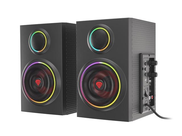Компютърни тонколони Genesis Helium 300BT, Stereo 2.0, Bluetooth 5.0/мини жак, с подсветка, черни | JAR Computers Компютърни тонколони Genesis Helium 300BT, Stereo 2.0, Bluetooth 5.0/мини жак, с подсветка, черни