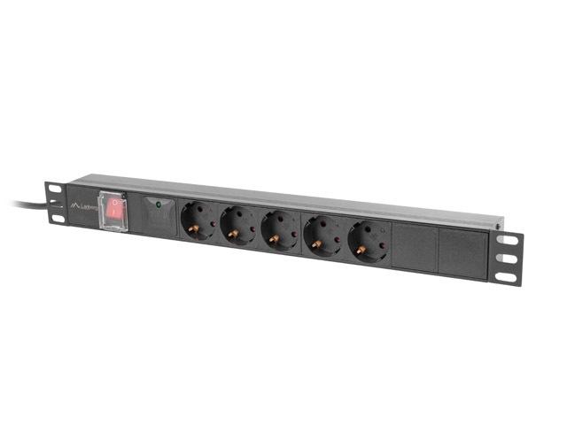 Lanberg power distribution unit (pdu) 19" 1U 16a 2m 5x schuko outlets black