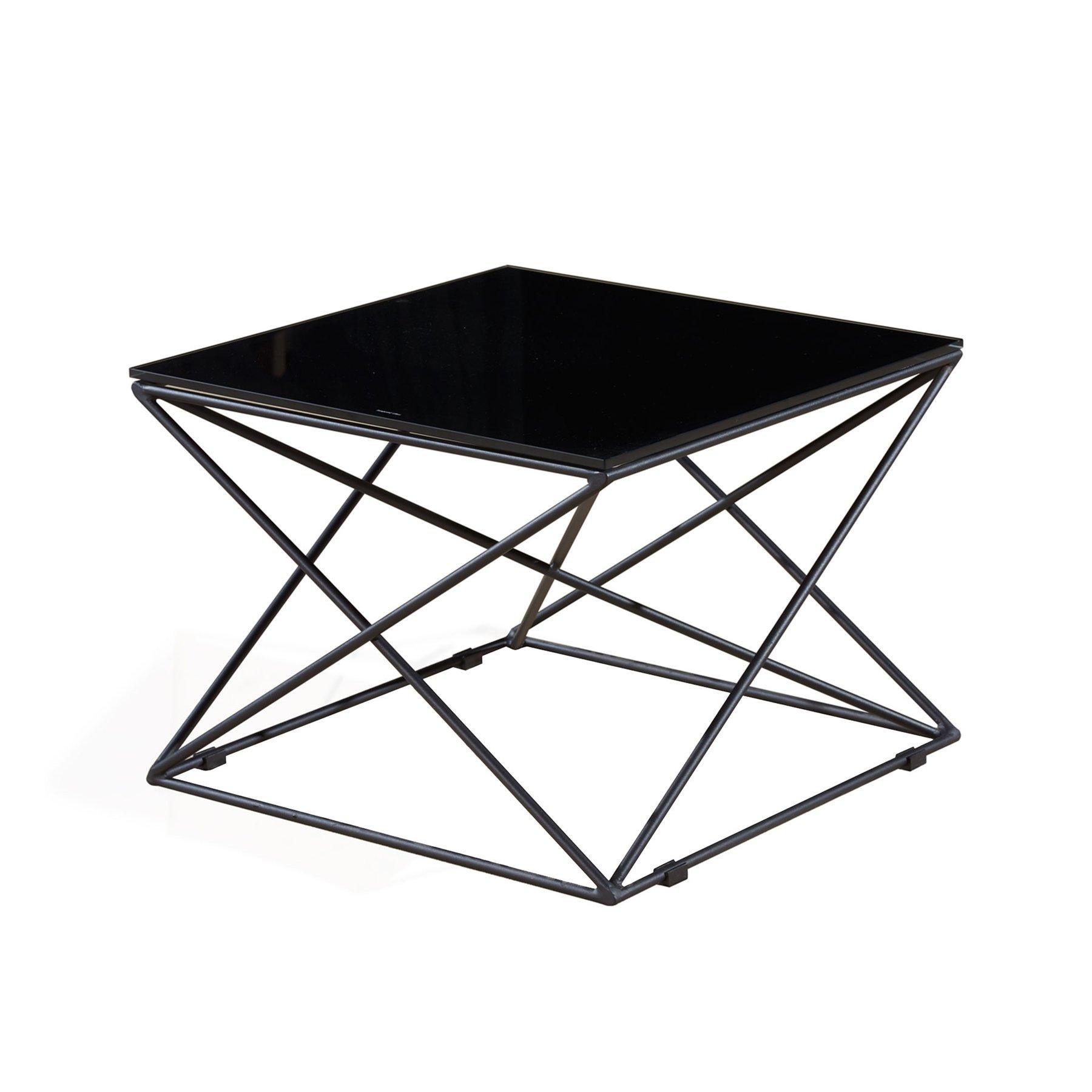 Ниска маса RFG Cubo, 600 х 600 х 400 mm, квадратен стъклен плот, черна