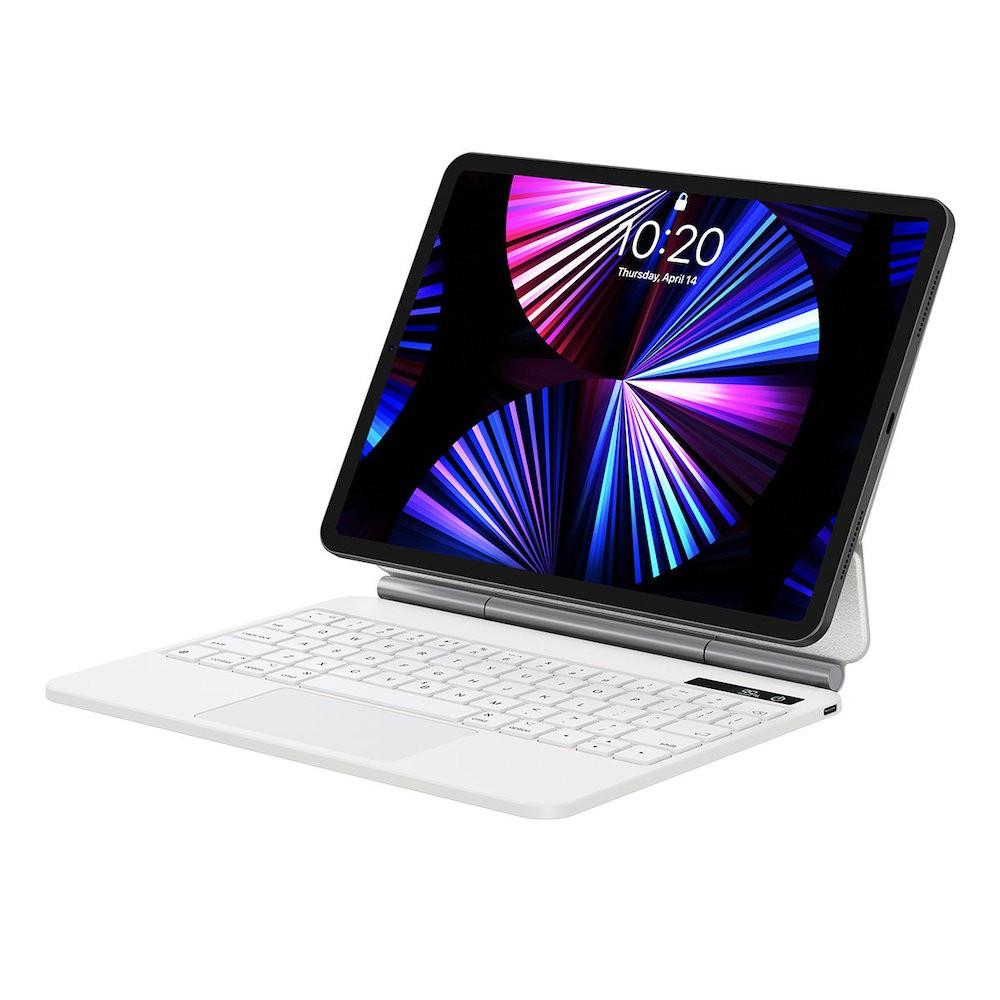 Полиуретанов калъф, клавиатура, тракпад и поставка за iPad Pro 12.9 M2 (2022) iPad Pro 12.9 M1 (2021), iPad Pro 12.9 (2020), iPad Pro 12.9 (2018) - Baseus Brilliance Pro Wireless Touchpad Keyboard Case Digital Display (ARJK010302) (бял) | JAR Computers Полиуретанов калъф, клавиатура, тракпад и поставка за iPad Pro 12.9 M2 (2022) iPad Pro 12.9 M1 (2021), iPad Pro 12.9 (2020), iPad Pro 12.9 (2018) - Baseus Brilliance Pro Wireless Touchpad Keyboard Case Digital Display (ARJK010302) (бял)