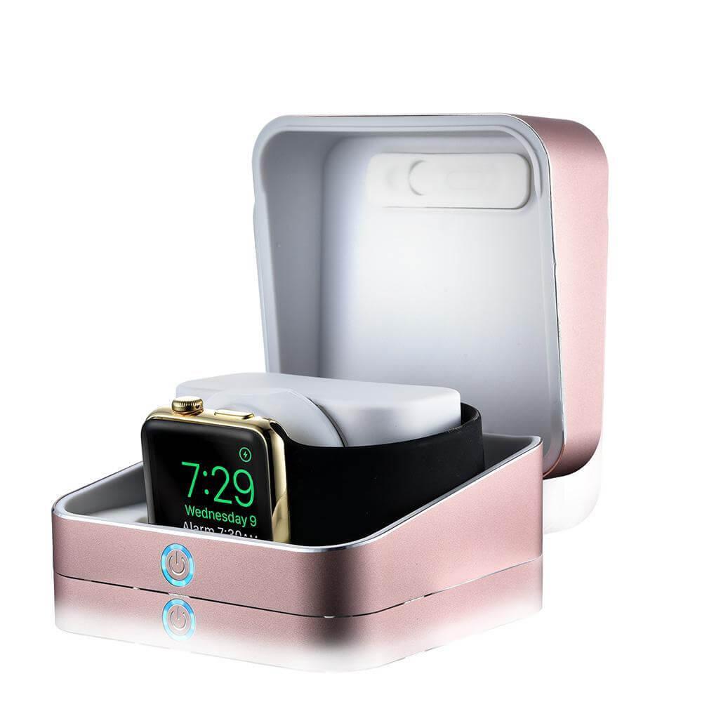 Сертифициран луксозен кейс с преносима батерия за зареждане на Apple Watch и iPhone - Sumato WatchBox Smart Charging Case 5000mAh (розово злато) | JAR Computers Сертифициран луксозен кейс с преносима батерия за зареждане на Apple Watch и iPhone - Sumato WatchBox Smart Charging Case 5000mAh (розово злато)