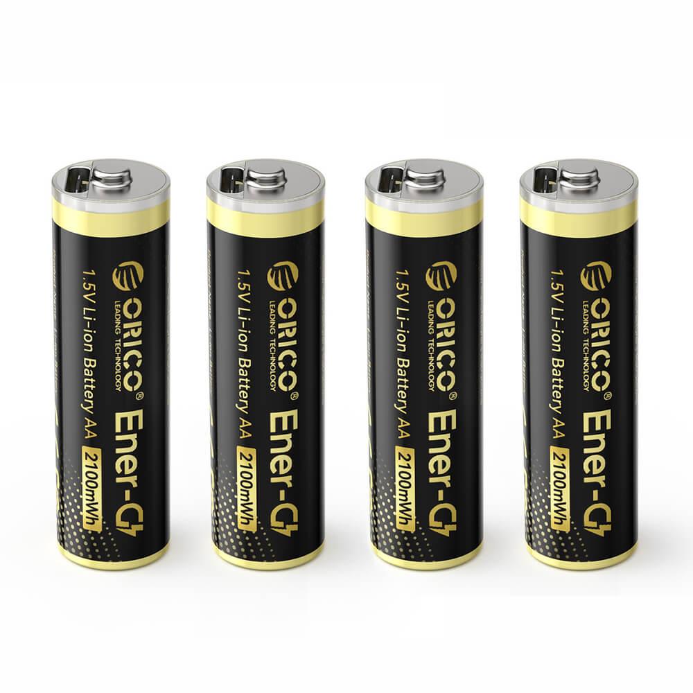 4 броя презареждаеми литиеви батерии AA с USB-C порт - Orico Ener-G EG5C Lithium Battery 2100mWh AA with Charging Cable and Storage Case | JAR Computers 4 броя презареждаеми литиеви батерии AA с USB-C порт - Orico Ener-G EG5C Lithium Battery 2100mWh AA with Charging Cable and Storage Case