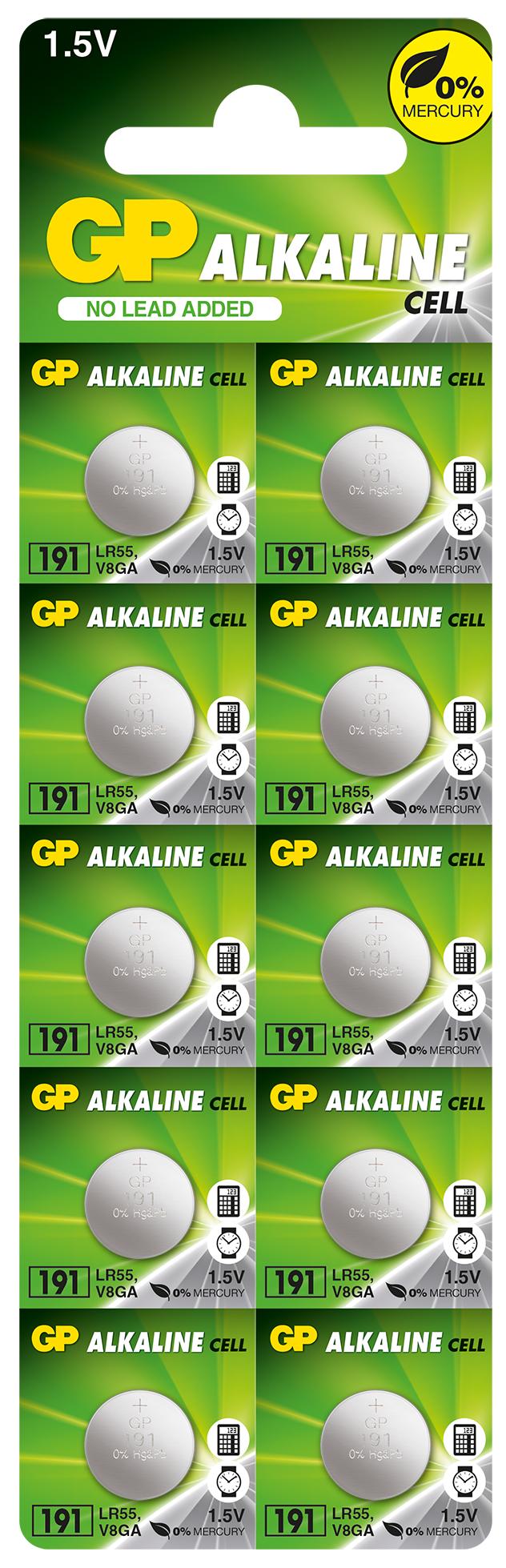 Бутонна алкална батерия GP 191 LR-1120, 10 бр. pack, цена за 1 бр., 1.55V | JAR Computers Бутонна алкална батерия GP 191 LR-1120, 10 бр. pack, цена за 1 бр., 1.55V