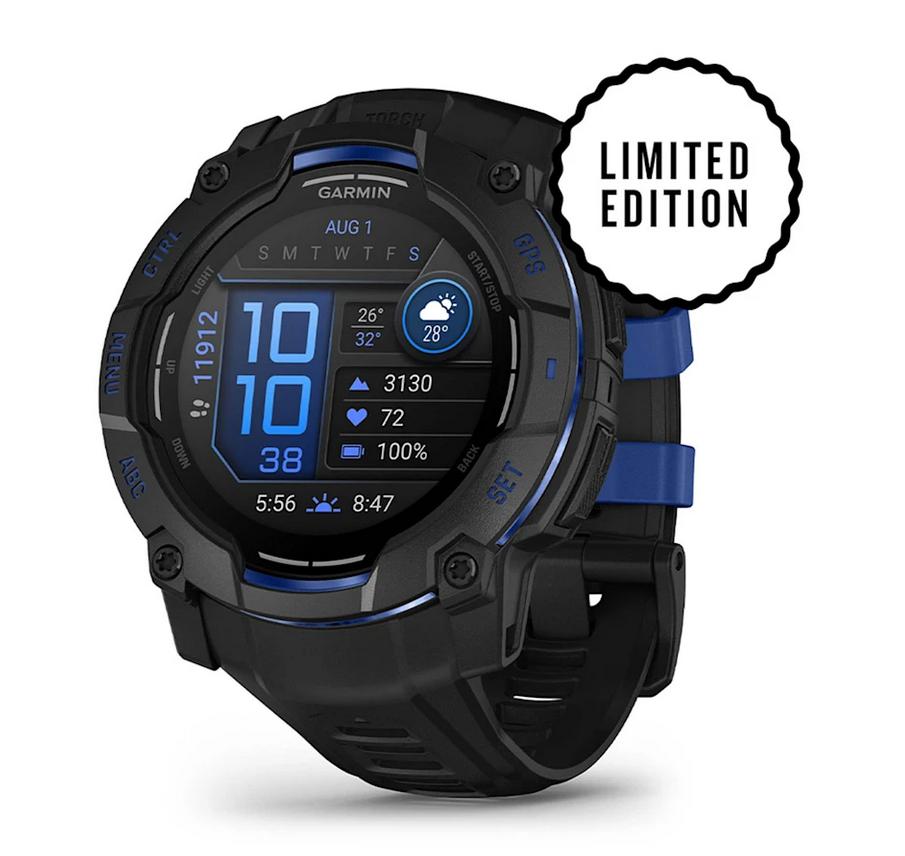 Instinct® 3 – 50 мм, AMOLED - Instinct® 3 – 50 мм, AMOLED - Black с Black/Bolt Blue каишка | JAR Computers Instinct® 3 – 50 мм, AMOLED - Instinct® 3 – 50 мм, AMOLED - Black с Black/Bolt Blue каишка