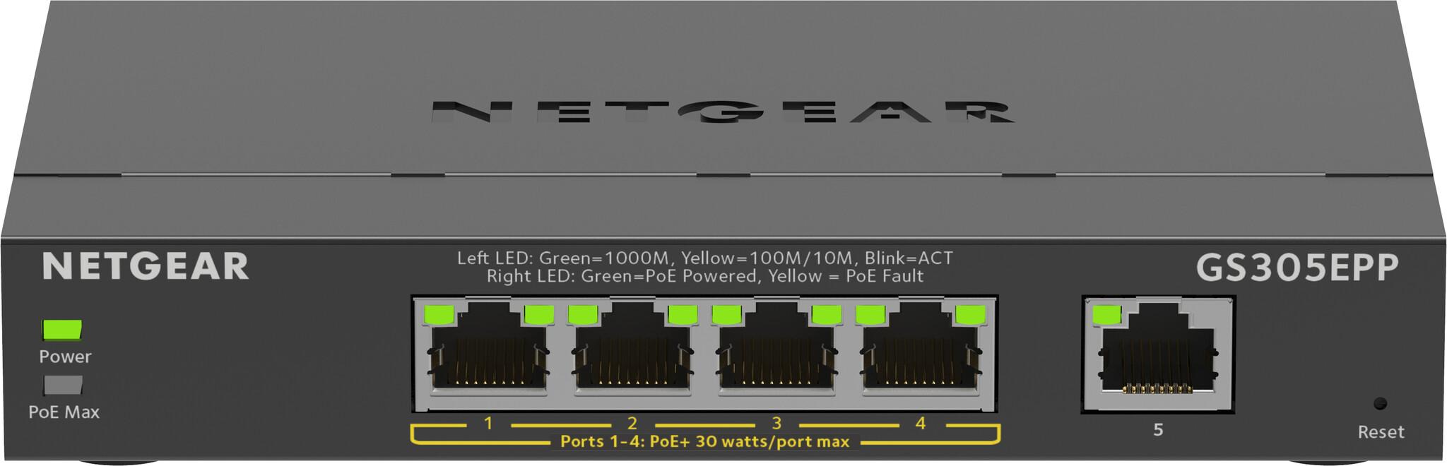 NETGEAR GS305EPP Управляем L2/L3 Gigabit Ethernet (10/100/1000) Захранване по Ethernet (PoE) Черен | JAR Computers NETGEAR GS305EPP Управляем L2/L3 Gigabit Ethernet (10/100/1000) Захранване по Ethernet (PoE) Черен