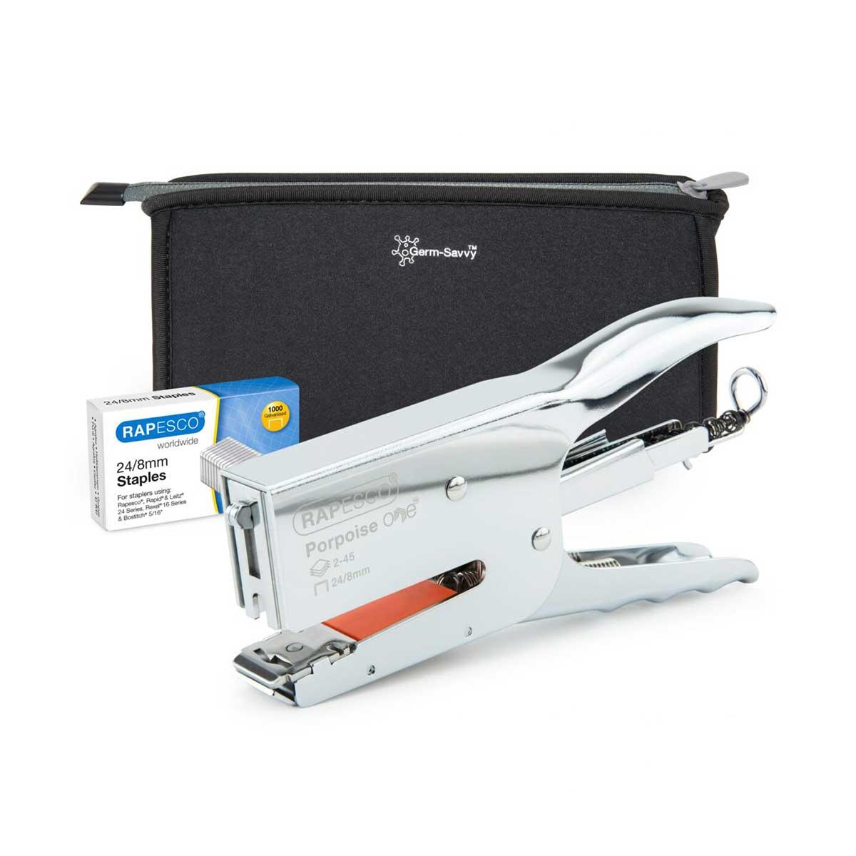 Rapesco Телбод Porpoise One, тип клещи, с включени 1000 телчета 24/8 и несесер