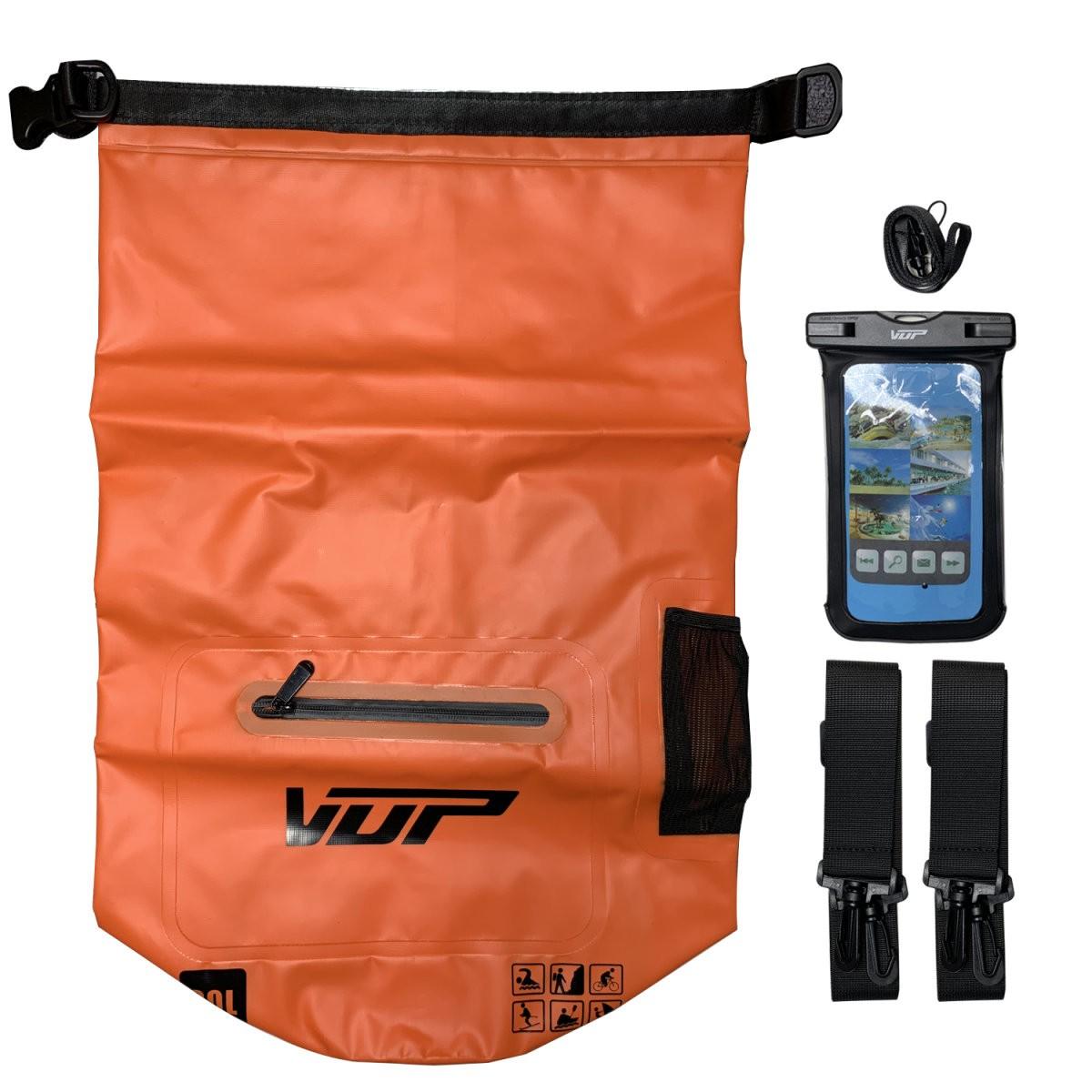 Водонепромокаема чанта с презрамка и водонепромокаем калъф за телефон - VUP Waterproof Dry Bag with Phone Case IPX8 20L (оранжев) | JAR Computers Водонепромокаема чанта с презрамка и водонепромокаем калъф за телефон - VUP Waterproof Dry Bag with Phone Case IPX8 20L (оранжев)