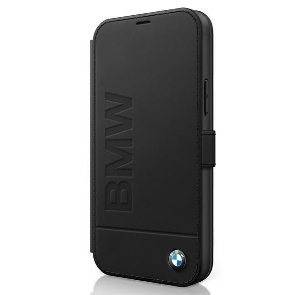 Дизайнерски кожен калъф (естествена кожа), тип портфейл за iPhone 12 Pro Max - BMW Signature Logo Booktype Leather Case (черен) | JAR Computers Дизайнерски кожен калъф (естествена кожа), тип портфейл за iPhone 12 Pro Max - BMW Signature Logo Booktype Leather Case (черен)