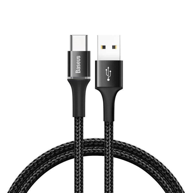 Кабел с въжена оплетка за устройства с USB-C порт (100 см) - Baseus Halo USB-C Cable (CATGH-B01) (черен) | JAR Computers Кабел с въжена оплетка за устройства с USB-C порт (100 см) - Baseus Halo USB-C Cable (CATGH-B01) (черен)