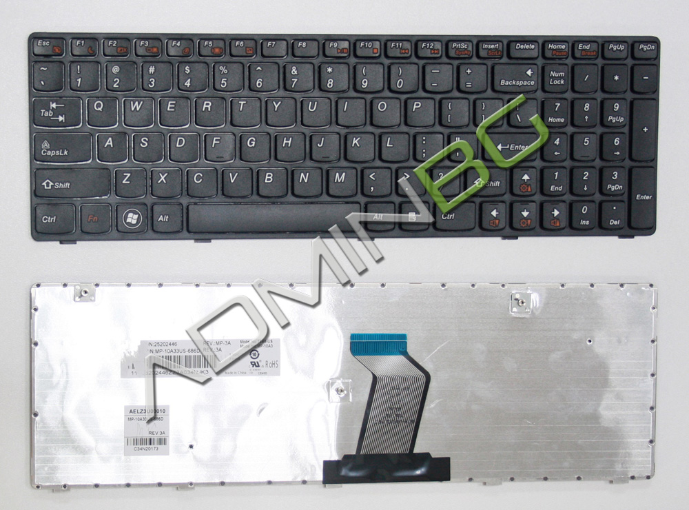 Клавиатура за лаптоп Lenovo IdeaPad Z580 V580 G580 Black Frame Black / Черна С Черна Рамка US/UK | JAR Computers Клавиатура за лаптоп Lenovo IdeaPad Z580 V580 G580 Black Frame Black / Черна С Черна Рамка US/UK