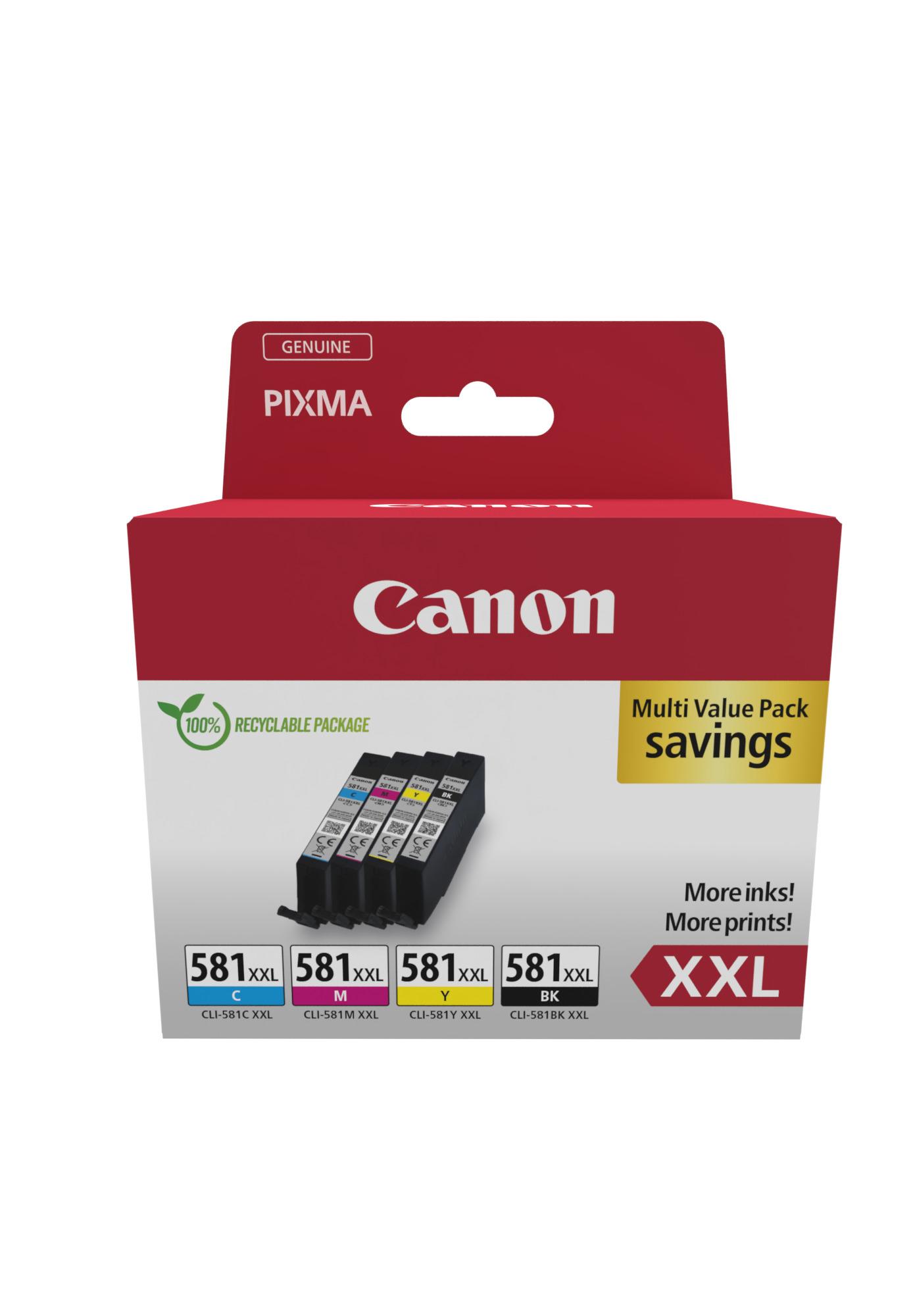 Комплект 4 глави за Canon Pixma TS8100/TS9100/TS9500 Series - Ink - EXTRA HIGH CAPACITY - CLI581XXL (CLI-581XXL) / 1998C007 - BK/C/M/Y - XXL - Multipack in Blister - PN 1998C007 | JAR Computers Комплект 4 глави за Canon Pixma TS8100/TS9100/TS9500 Series - Ink - EXTRA HIGH CAPACITY - CLI581XXL (CLI-581XXL) / 1998C007 - BK/C/M/Y - XXL - Multipack in Blister - PN 1998C007