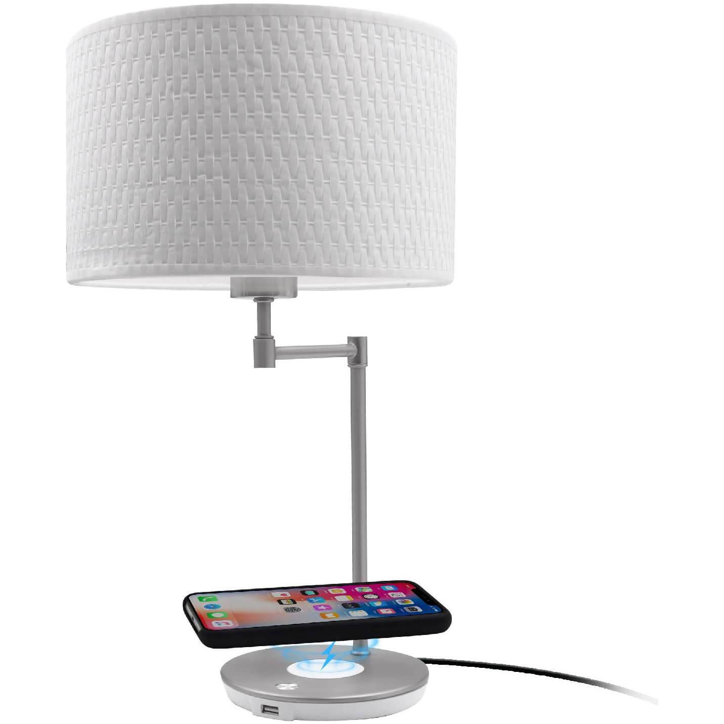 Настолна LED лампа с Qi безжично зареждане х USB-A изход за зареждане на мобилни устройства - Macally Table LED Table Lamp | JAR Computers Настолна LED лампа с Qi безжично зареждане х USB-A изход за зареждане на мобилни устройства - Macally Table LED Table Lamp