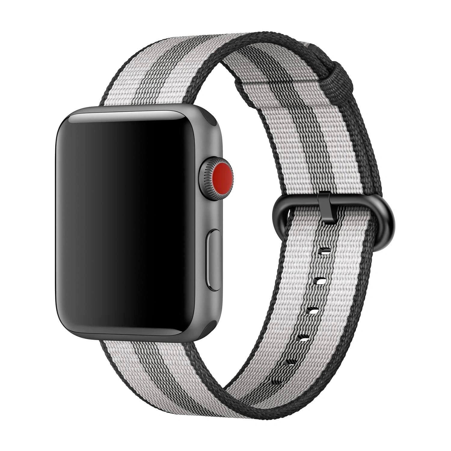 Оригинална текстилна каишка за Apple Watch 42мм, 44мм, 45мм, 46мм, Ultra, Ultra 2 49мм - Apple Watch Woven Nylon Band (черен-бял) | JAR Computers Оригинална текстилна каишка за Apple Watch 42мм, 44мм, 45мм, 46мм, Ultra, Ultra 2 49мм - Apple Watch Woven Nylon Band (черен-бял)
