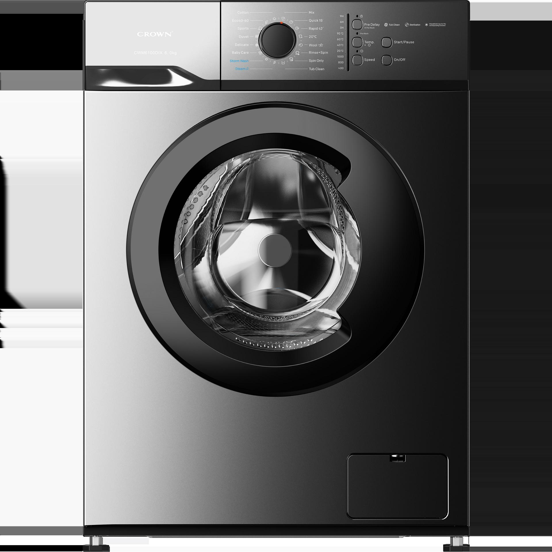 Пералня Crown CWM6100DIX , 1000 об./мин., 6.00 kg, A , Inox