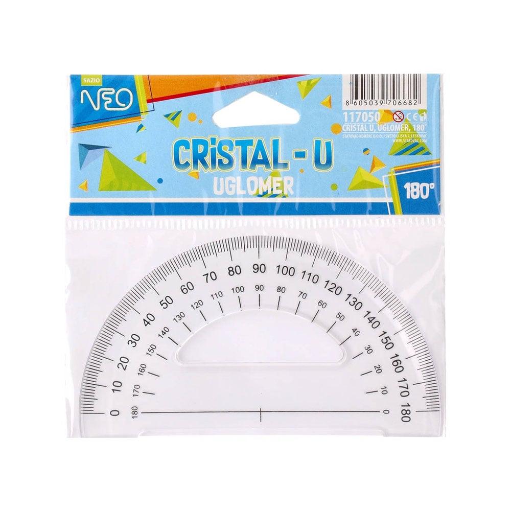 Транспортир Sazio Cristal-U, 180 градуса