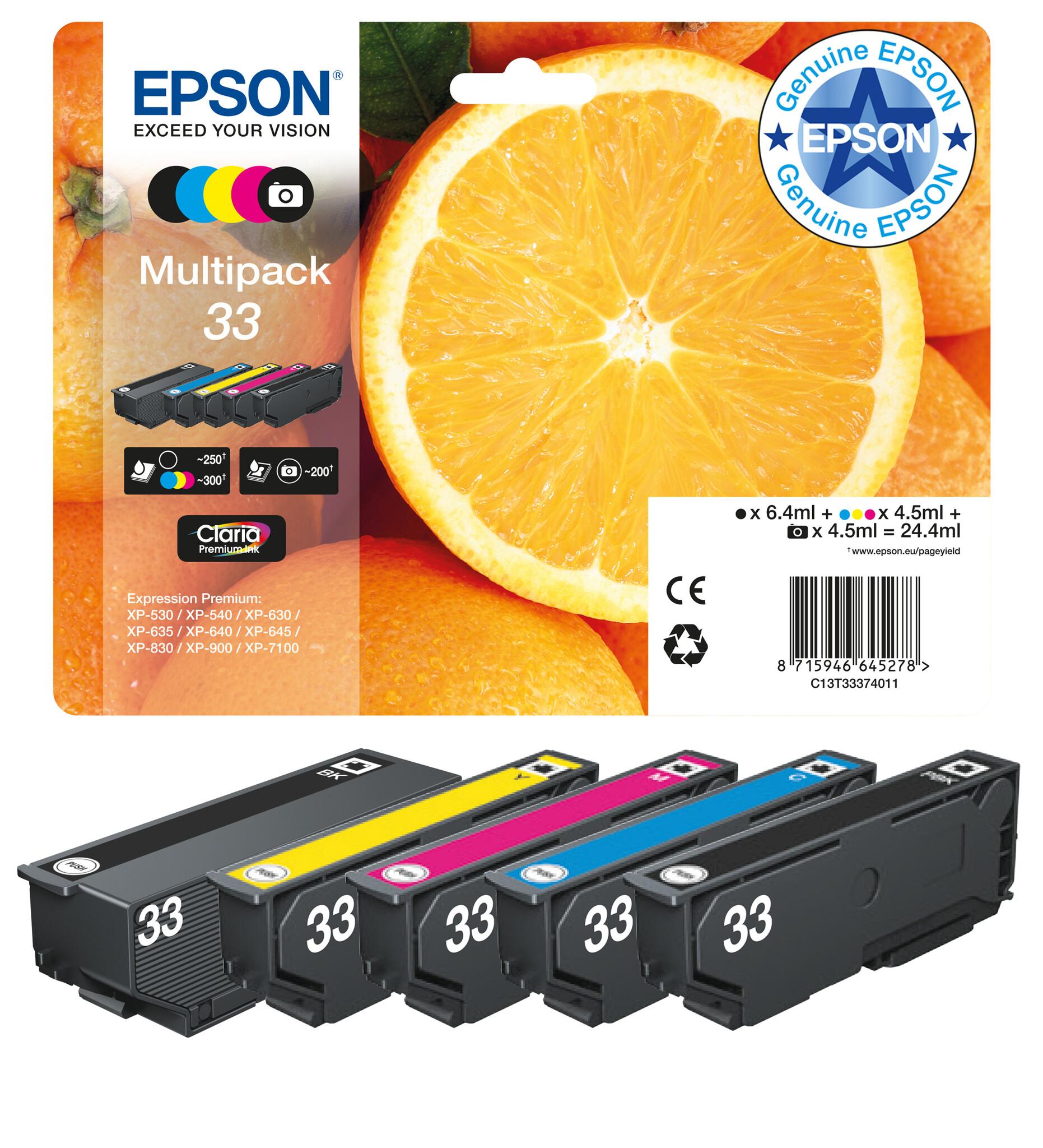 Epson Oranges 33 Портокали – комбиниран комплект мастила Claria Premium с 5 цвята | JAR Computers Epson Oranges 33 Портокали – комбиниран комплект мастила Claria Premium с 5 цвята