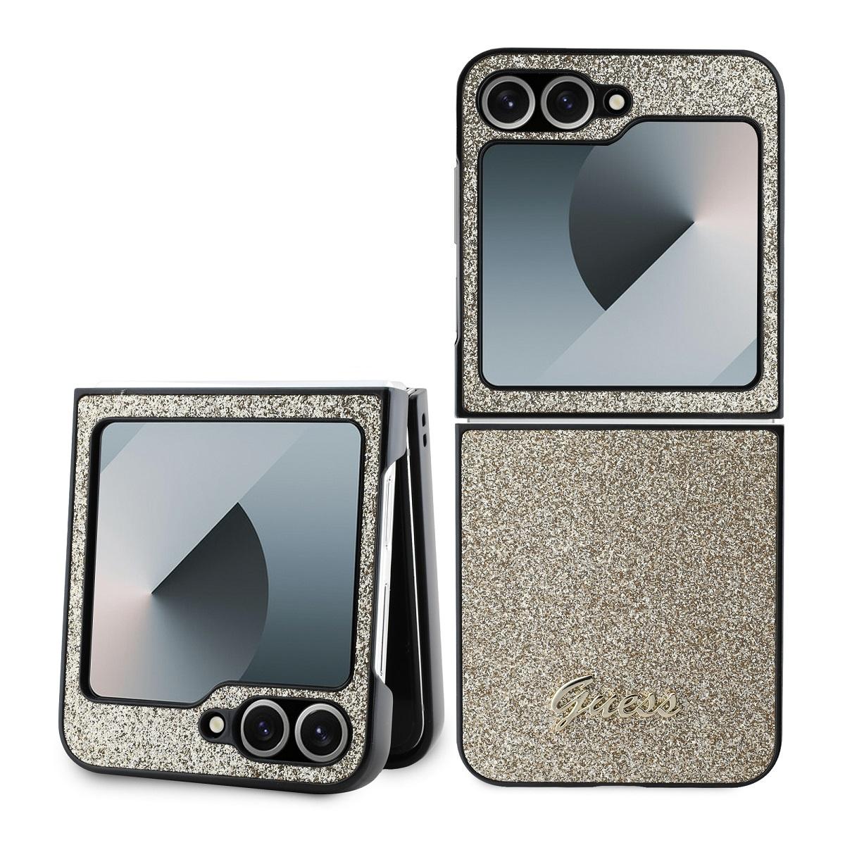 GUESS Калъф Samsung Z Flip 6, PC/TPU Glitter Flakes Metal Logo, златен - GUHCZF6HGGSHD | JAR Computers GUESS Калъф Samsung Z Flip 6, PC/TPU Glitter Flakes Metal Logo, златен - GUHCZF6HGGSHD