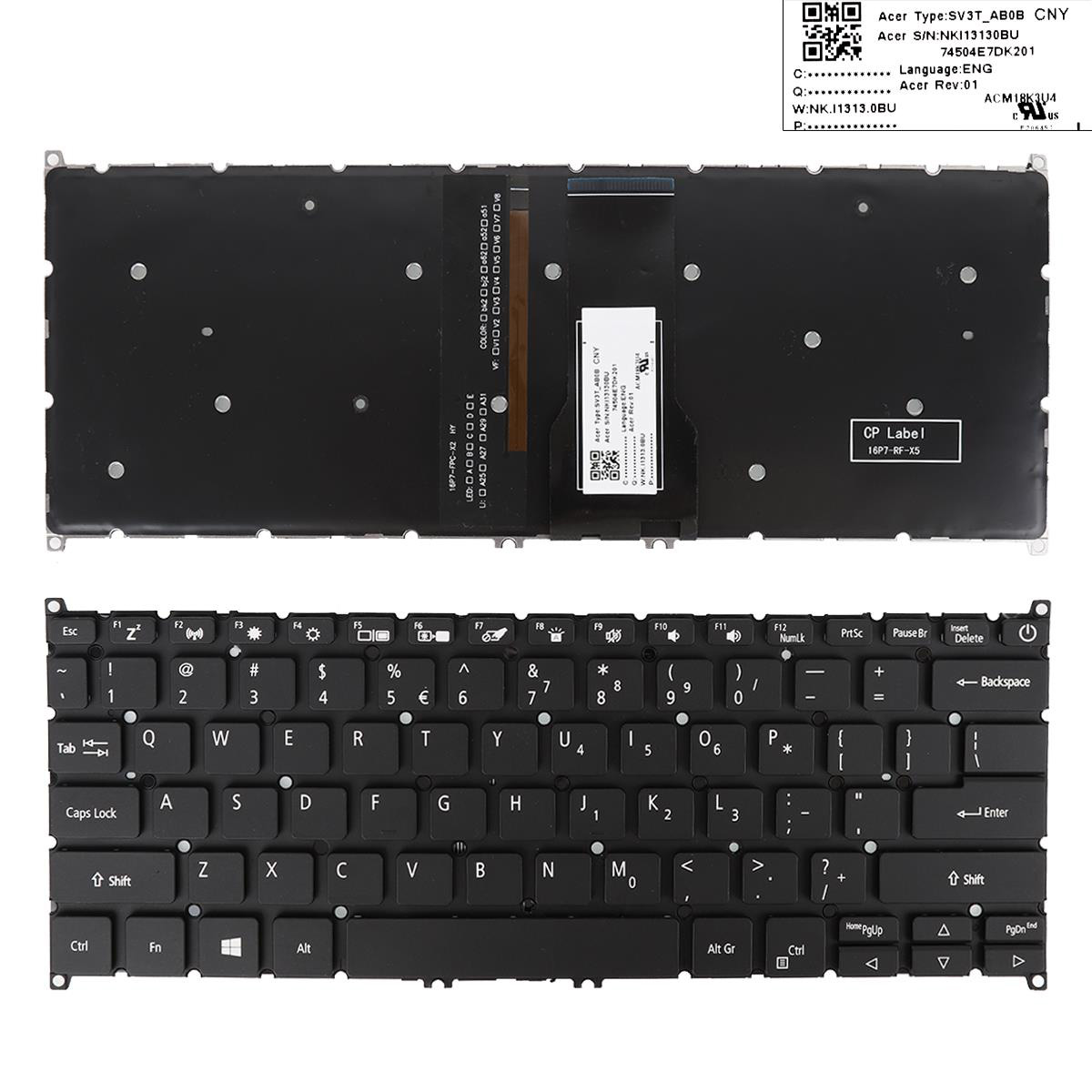 Клавиатура за лаптоп Acer Swift 3 SF314-54 SF314-54G SF314-54G-52L8 SF314-56G Черна Без Рамка С Подсветка / Black Without Frame With Backlit US/UK - Оригинална | JAR Computers Клавиатура за лаптоп Acer Swift 3 SF314-54 SF314-54G SF314-54G-52L8 SF314-56G Черна Без Рамка С Подсветка / Black Without Frame With Backlit US/UK - Оригинална