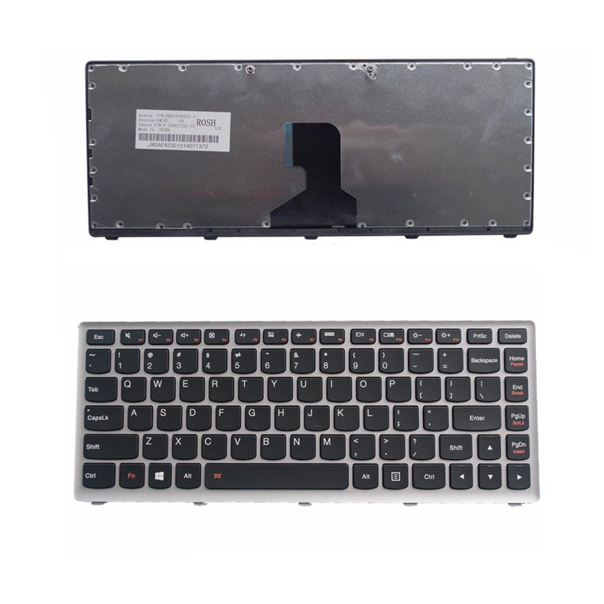 Клавиатура за лаптоп Lenovo Z400 Черна със Сребриста Рамка / Silver Frame Black | JAR Computers Клавиатура за лаптоп Lenovo Z400 Черна със Сребриста Рамка / Silver Frame Black