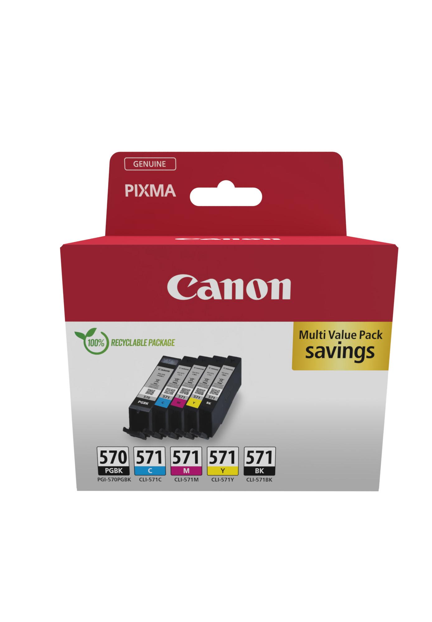 Комплект 5 глави за Canon Pixma TS6050/TS8050/MG5750 Series - Ink - PGI570 (PGI-570) / CLI571 (CLI-571) / 0372C006 - BK/PBK/C/M/Y - PN 0372C006 | JAR Computers Комплект 5 глави за Canon Pixma TS6050/TS8050/MG5750 Series - Ink - PGI570 (PGI-570) / CLI571 (CLI-571) / 0372C006 - BK/PBK/C/M/Y - PN 0372C006