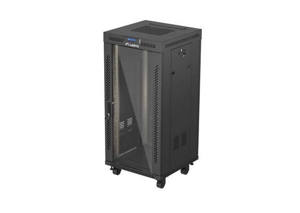 Lanberg Rack Cabinet 19" Free-Standing 24U/600X600 (FlAT Pack) With Glass Door LCD Black V2