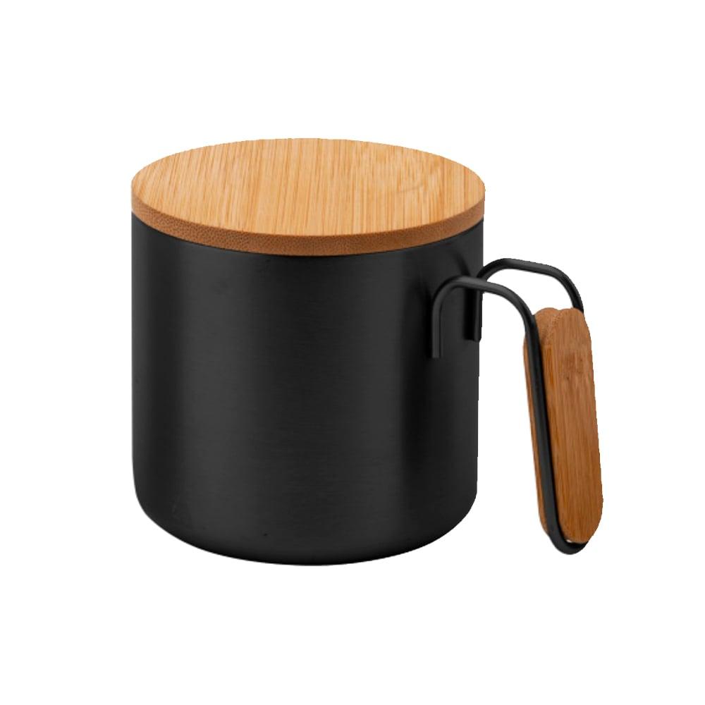 Office 1 Чаша Yabla, двустенна, метална, с бамбукови части, 350 ml, черна | JAR Computers Office 1 Чаша Yabla, двустенна, метална, с бамбукови части, 350 ml, черна